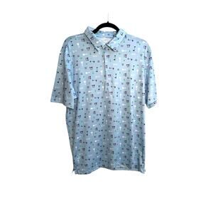 Gradual Performance Polo Shirt Mens Medium Blue Golf Print Medium NWT